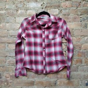 Red plaid checked flannel shirt